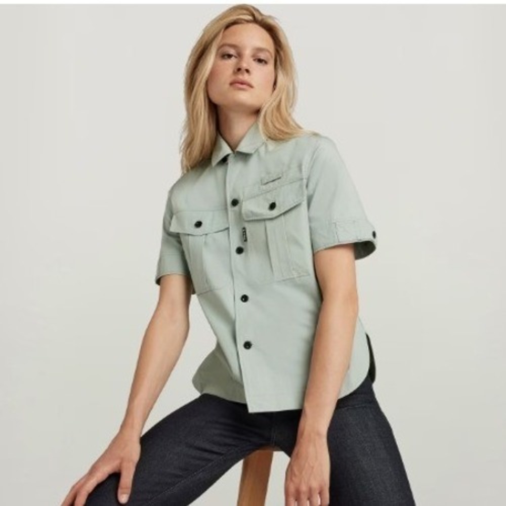 G-Star RAW Womens Officer Bowling‎ Shirt S Sage Green Utility Cargo Gorpcore